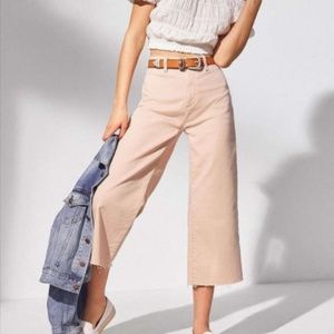 Blush Pink Cut Off Denim Culottes